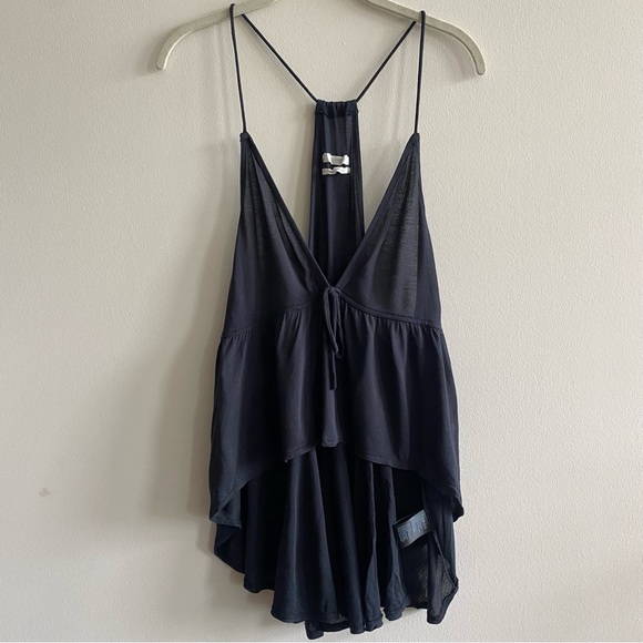Urban Outfitters Black Tie Front Tank Top - Picture 1 of 7